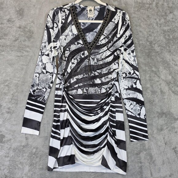S-Twelve Dresses & Skirts - S-twelve Dress Womens M Long Sleeve Ruched Animal Print Party Made in USA